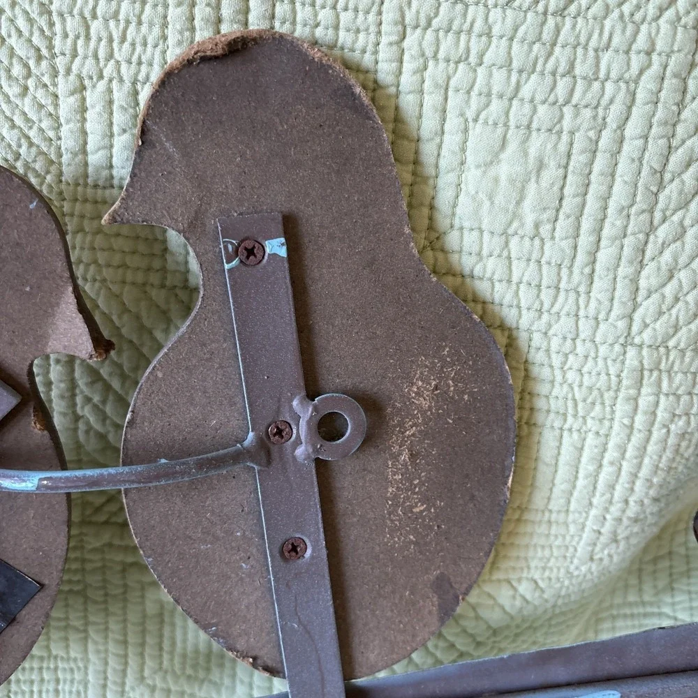 Vtg Rustic Wood&Metal Love Birds on Branch Wall Art Blue Distressed 25